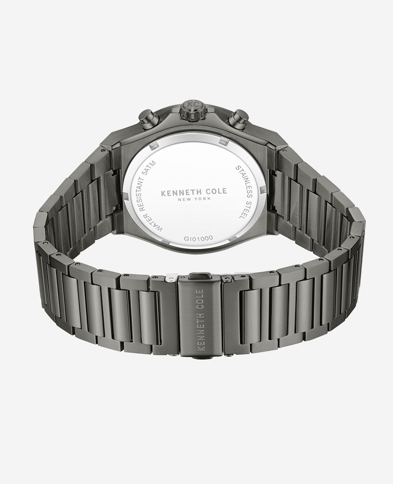 Kenneth Cole Dress Sport Chronograph Multi Tone Dial Stainless Steel Bracelet Watch | GUN