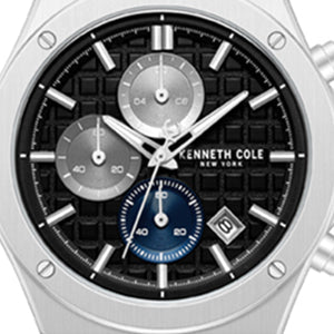 Kenneth Cole Dress Sport Chronograph Black Dial Stainless Steel Bracelet Watch | SILVER
