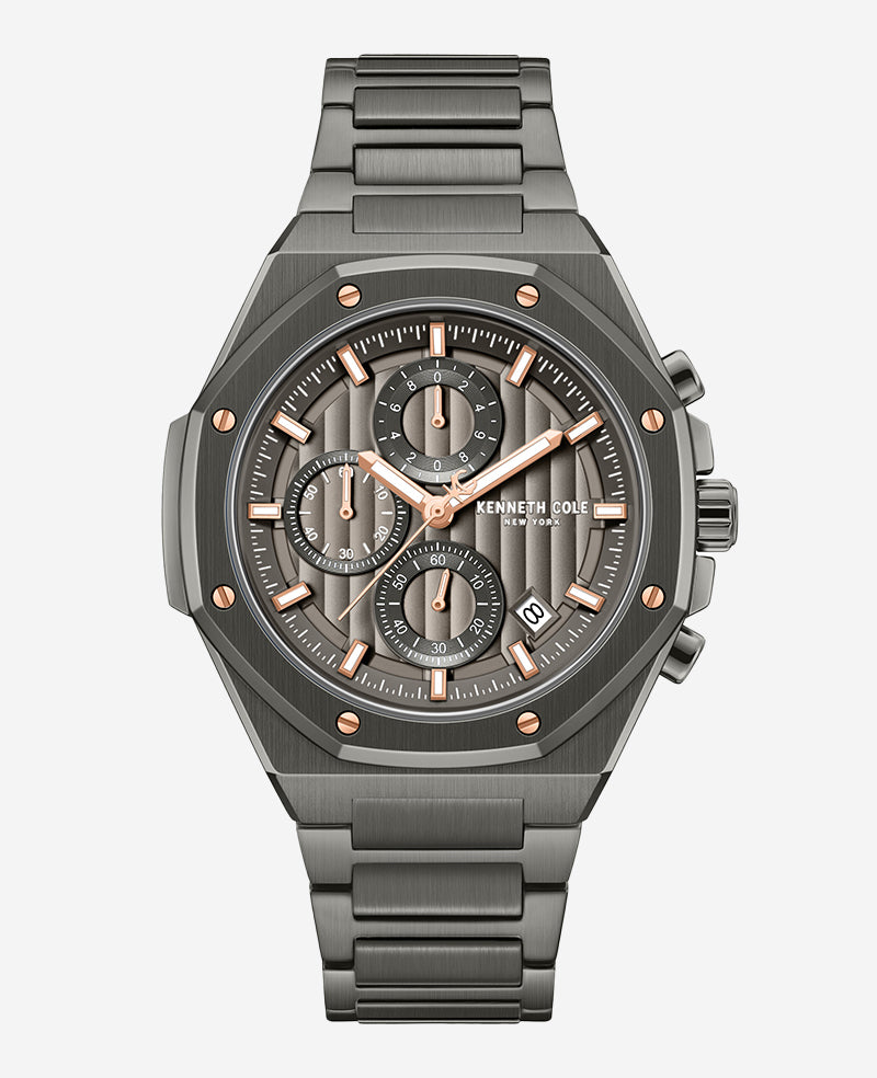 Kenneth Cole Dress Sport Chronograph Two-Tone Stainless Steel Bracelet Watch | GUN