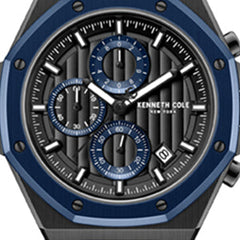 Kenneth Cole Dress Sport Chronograph Two-Tone Silicone Strap Watch | TT BLACK/BLUE