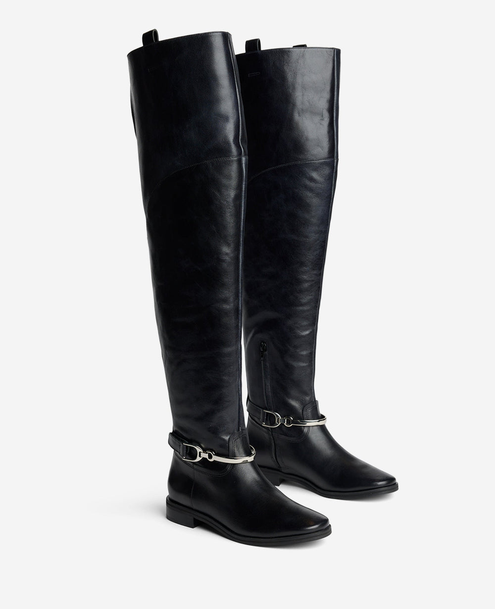 Kenneth Cole Maza Leather Riding Boot | BLACK LEATHER