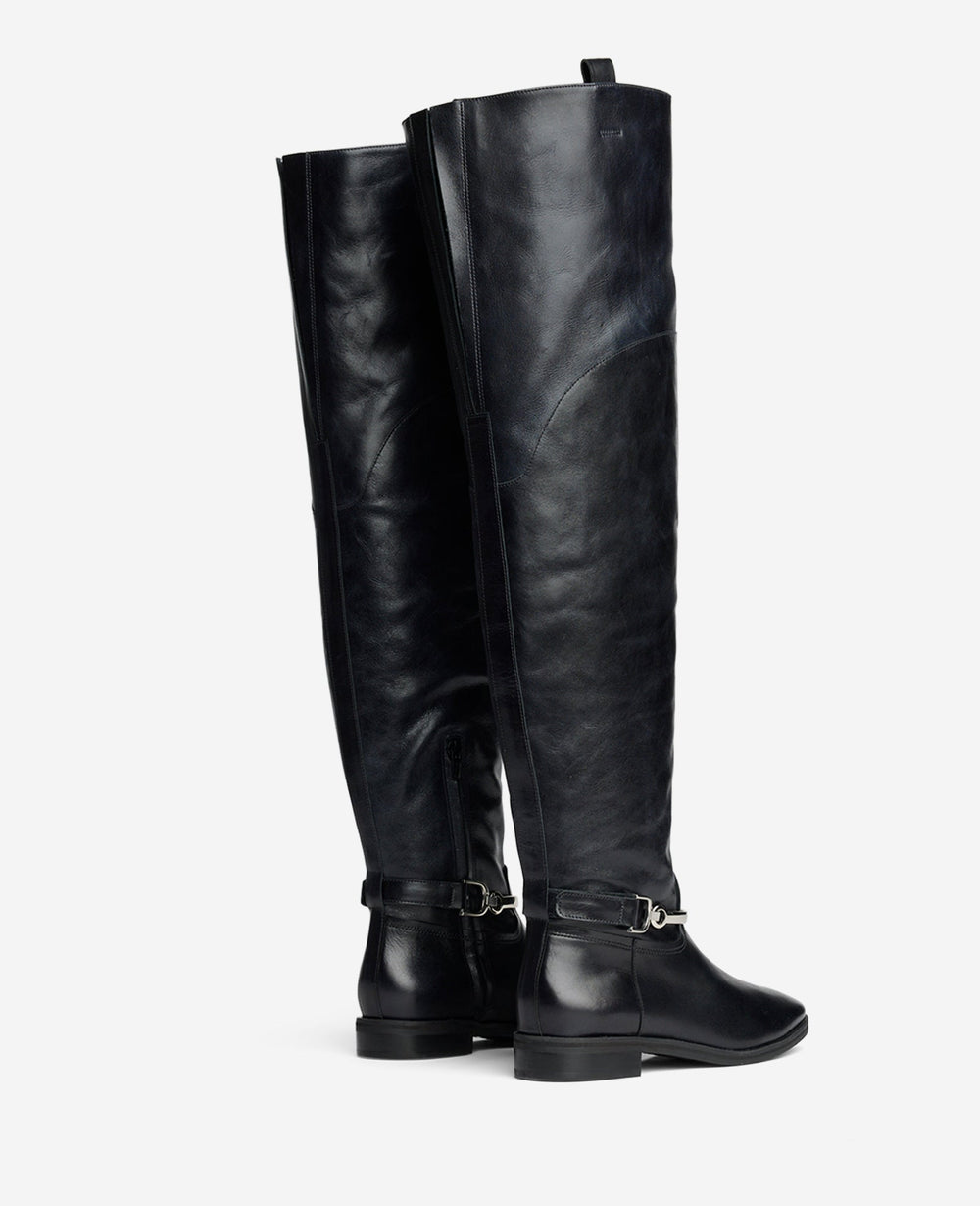 Kenneth Cole Maza Leather Riding Boot | BLACK LEATHER