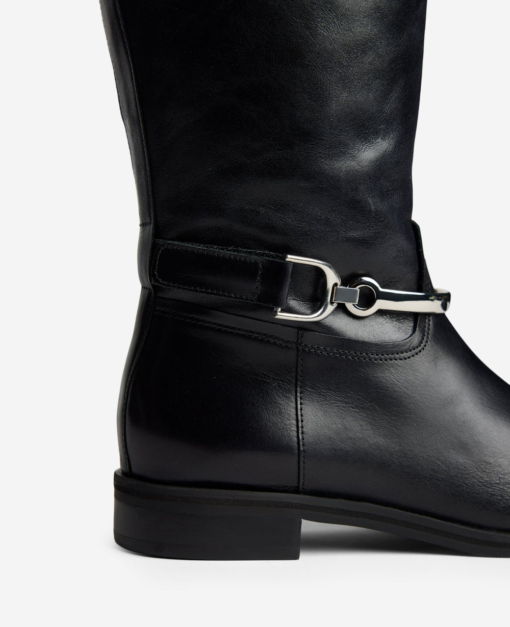 Kenneth Cole Maza Leather Riding Boot | BLACK LEATHER