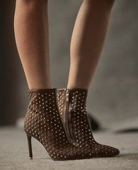 Kenneth Cole Quincy Mesh Micro Stud Heel Ankle Bootie | BROWN MESH