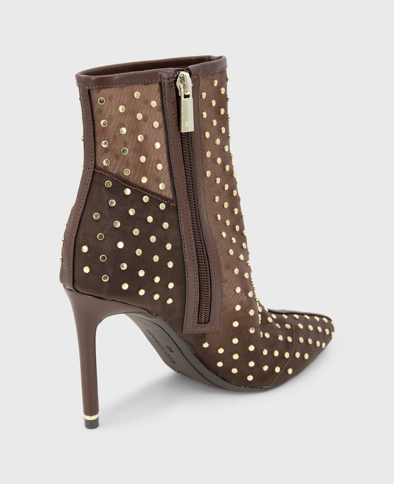 Kenneth Cole Quincy Mesh Micro Stud Heel Ankle Bootie | BROWN MESH