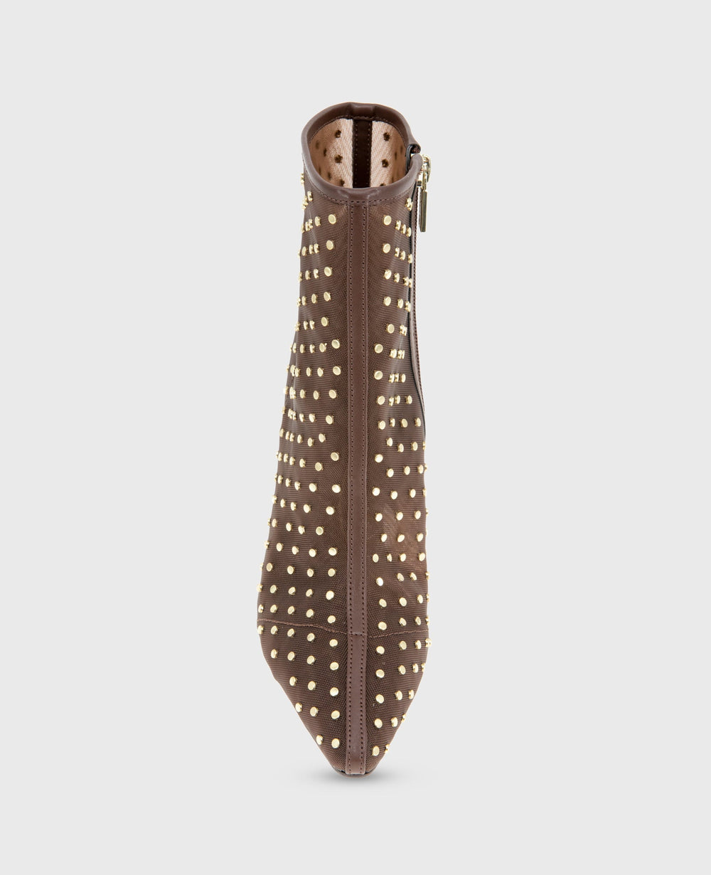 Kenneth Cole Quincy Mesh Micro Stud Heel Ankle Bootie | BROWN MESH