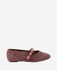 Kenneth Cole Zeta Woven Knit Stone Embellished Ballet Flat | ROSE GOLD KNIT