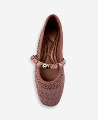 Kenneth Cole Zeta Woven Knit Stone Embellished Ballet Flat | ROSE GOLD KNIT