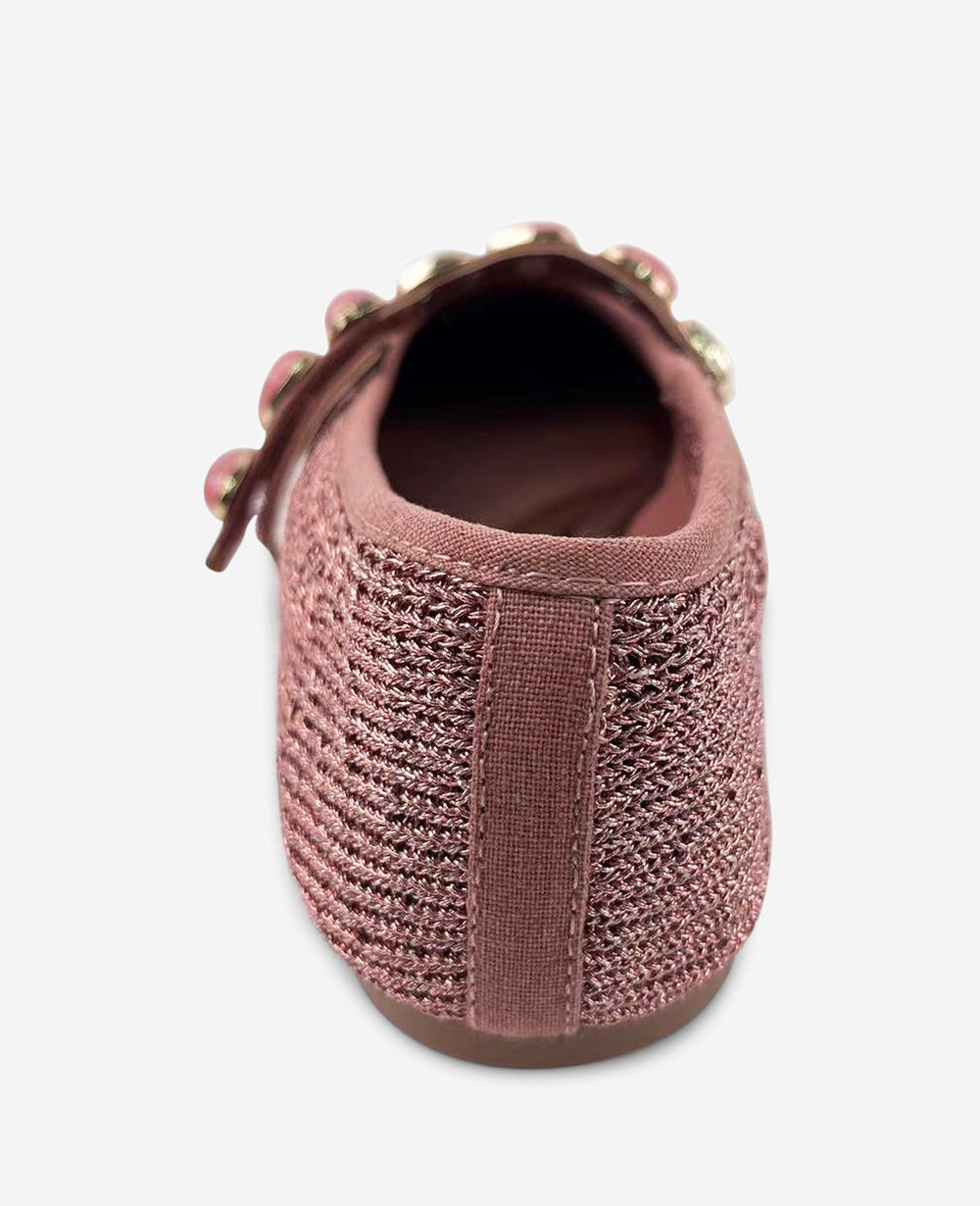 Kenneth Cole Zeta Woven Knit Stone Embellished Ballet Flat | ROSE GOLD KNIT