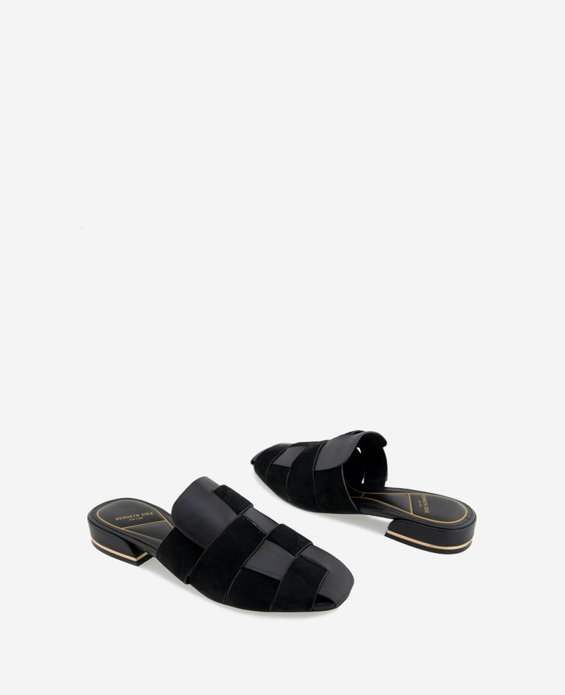 Kenneth Cole Faina Leather Fisherman Slide Sandal – Black | Kenneth Cole | BLACK LEATHER