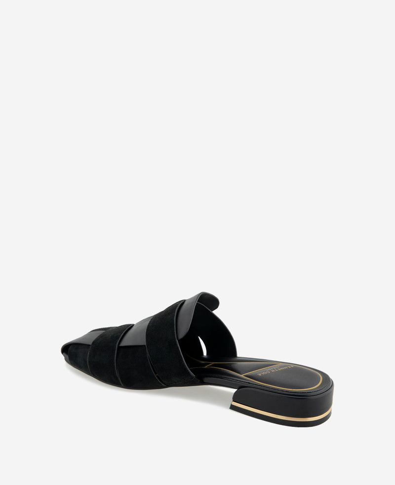 Kenneth Cole Faina Leather Fisherman Slide Sandal – Black | Kenneth Cole | BLACK LEATHER