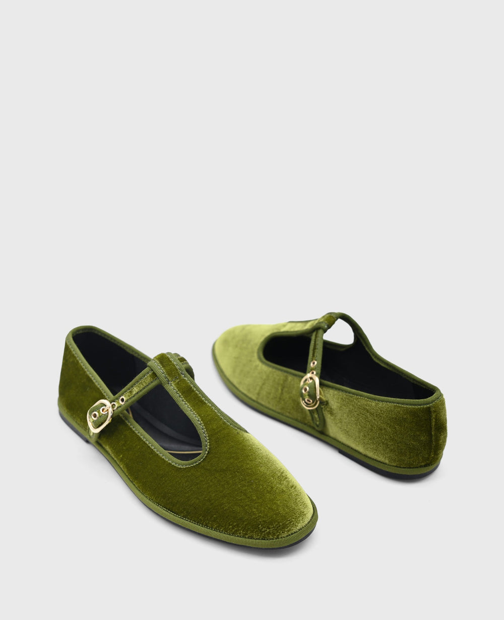 Kenneth Cole Verona Loden Velvet T-Strap Mary Jane Flat | Kenneth Cole | LODEN VELVET