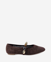 Kenneth Cole Zeta Woven Knit Stone Embellished Ballet Flat | BROWN KNIT