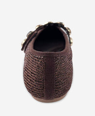 Kenneth Cole Zeta Woven Knit Stone Embellished Ballet Flat | BROWN KNIT