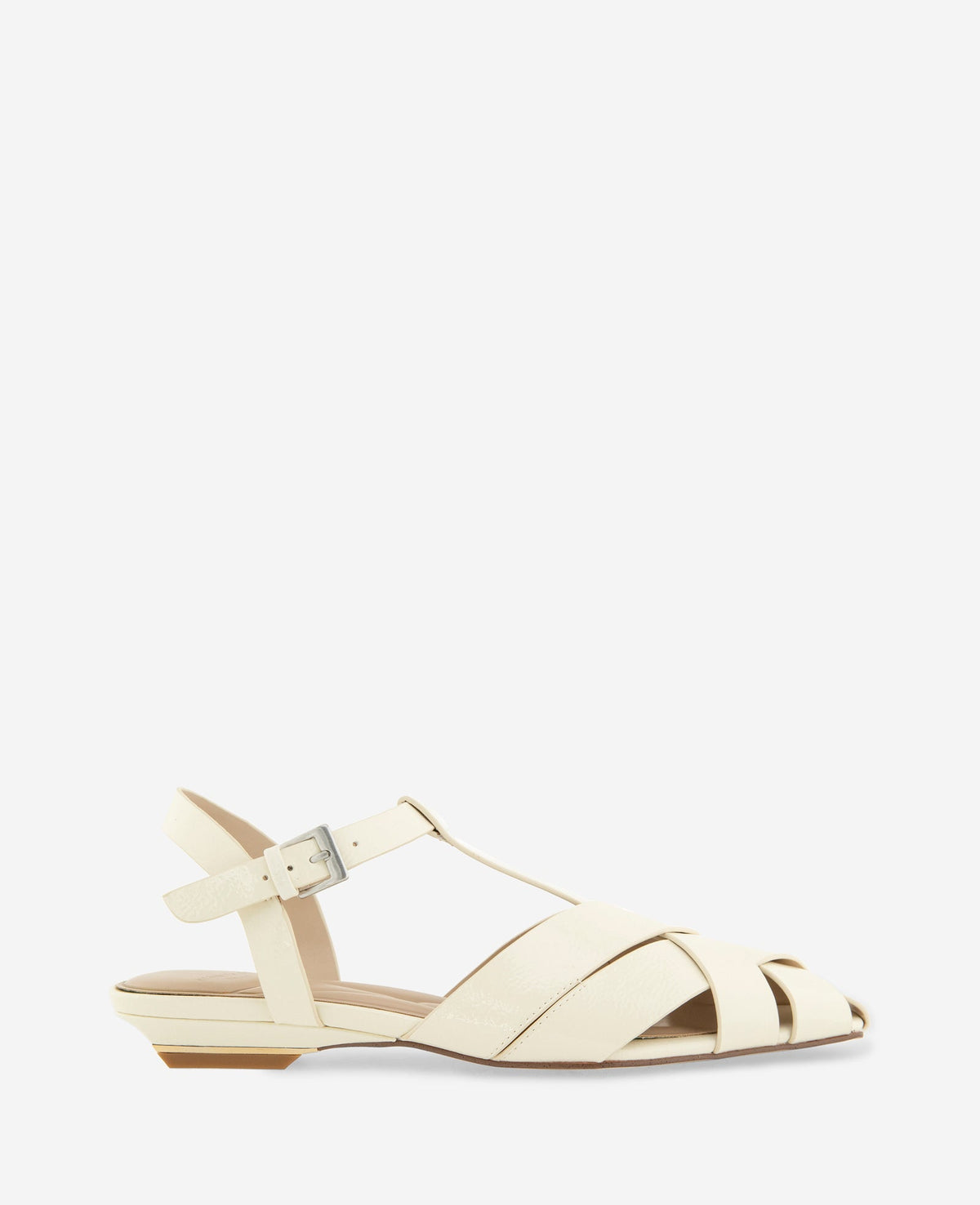 Kenneth Cole Bindy Woven Leather T-Strap Sandal | PRISTINE PATENT