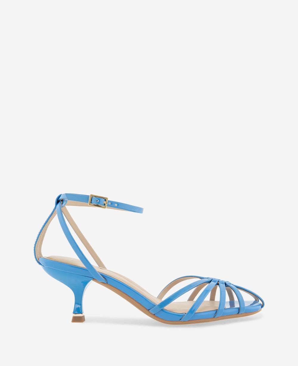 Kenneth Cole Genevieve Patent Cage Toe Ankle Strap Heel | BLUE PATENT