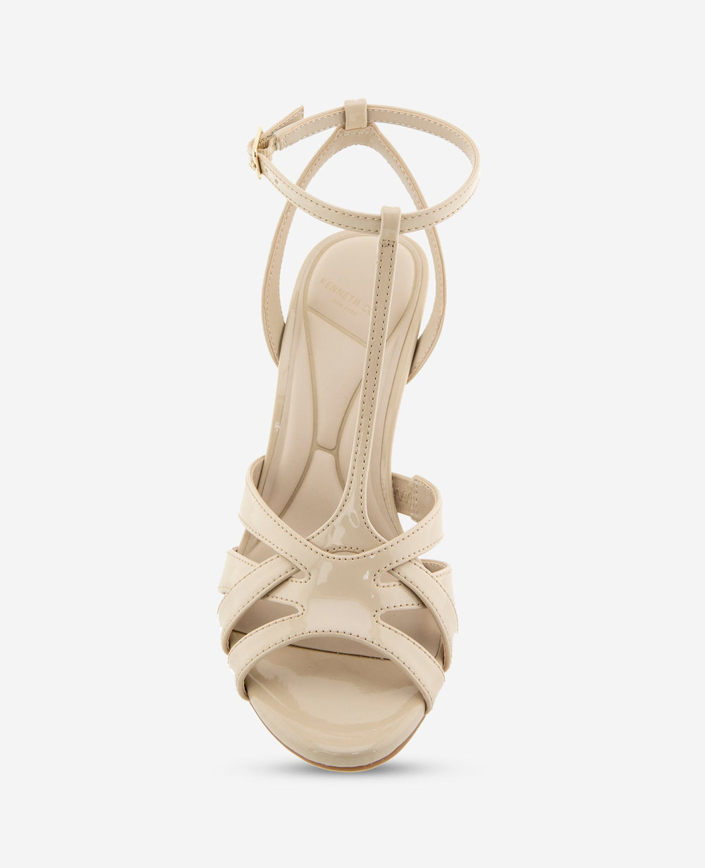 Kenneth Cole Liona Patent T-Strap Heel | WARM SAND PATENT