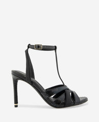 Kenneth Cole Liona Embossed Snake Heel | BLACK POSTAL SNAKE