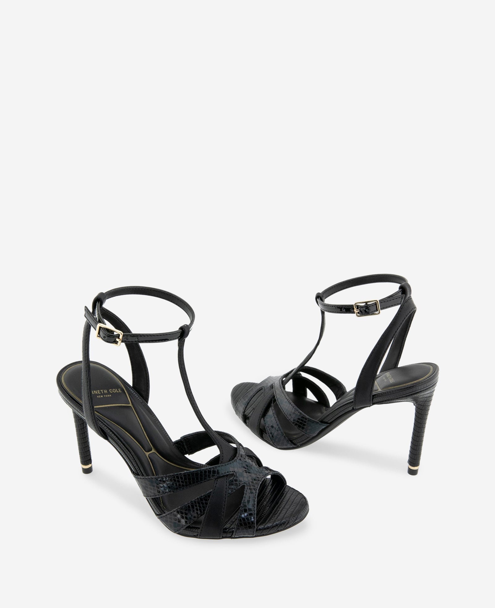 Kenneth Cole Liona Embossed Snake Heel | BLACK POSTAL SNAKE