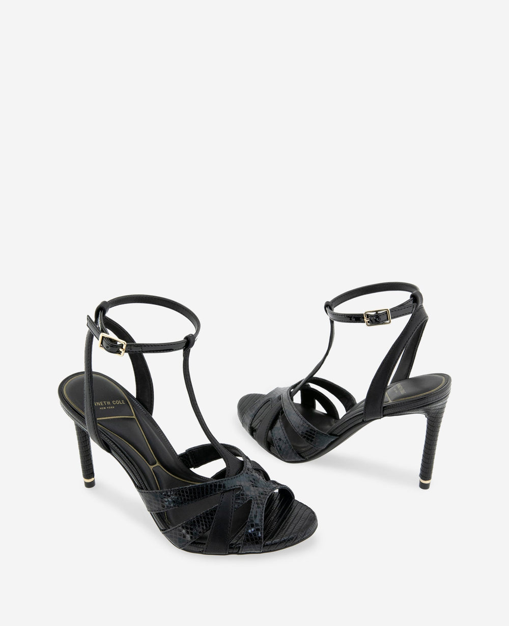 Kenneth Cole Liona Embossed Snake Heel | BLACK POSTAL SNAKE