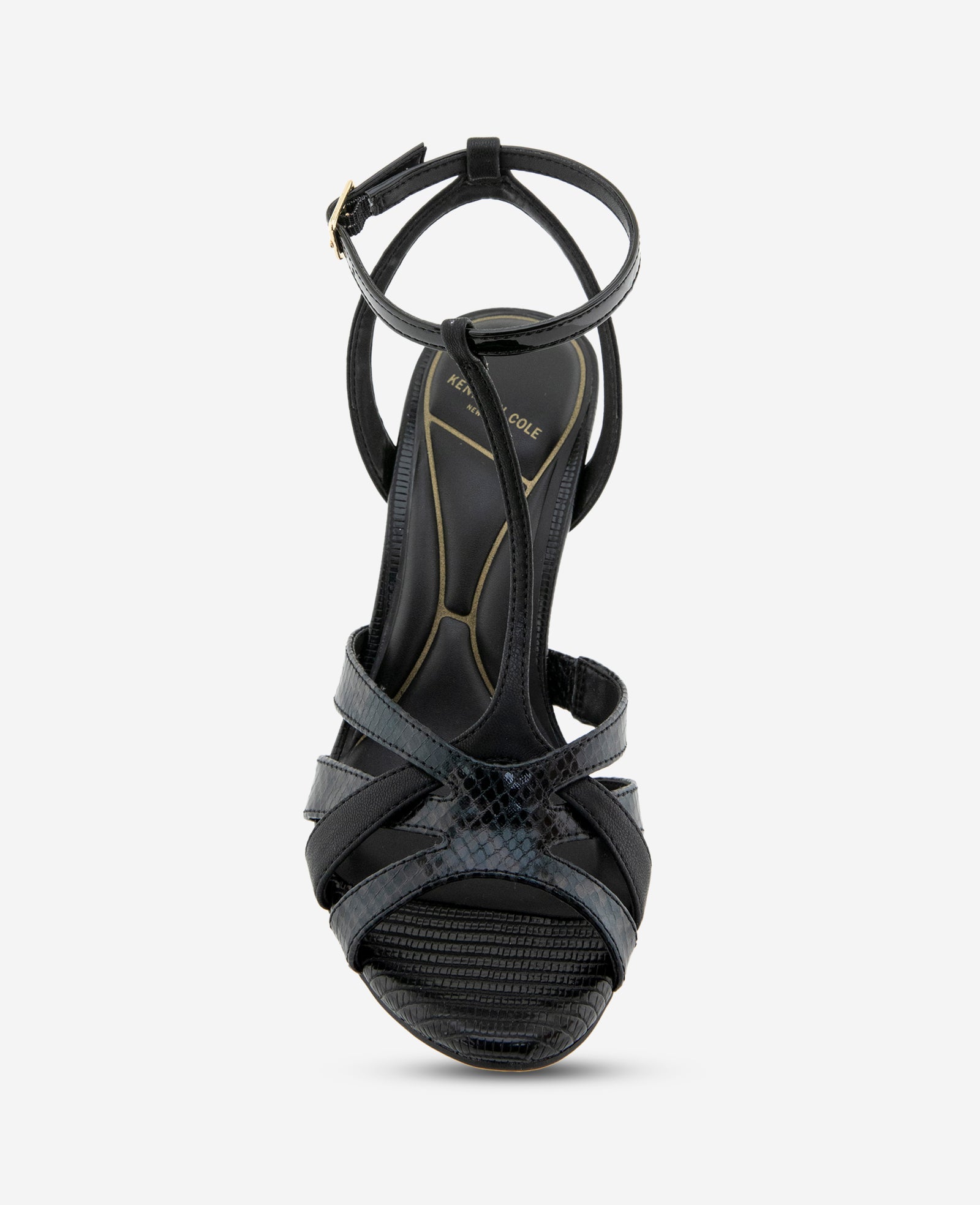Kenneth Cole Liona Embossed Snake Heel | BLACK POSTAL SNAKE