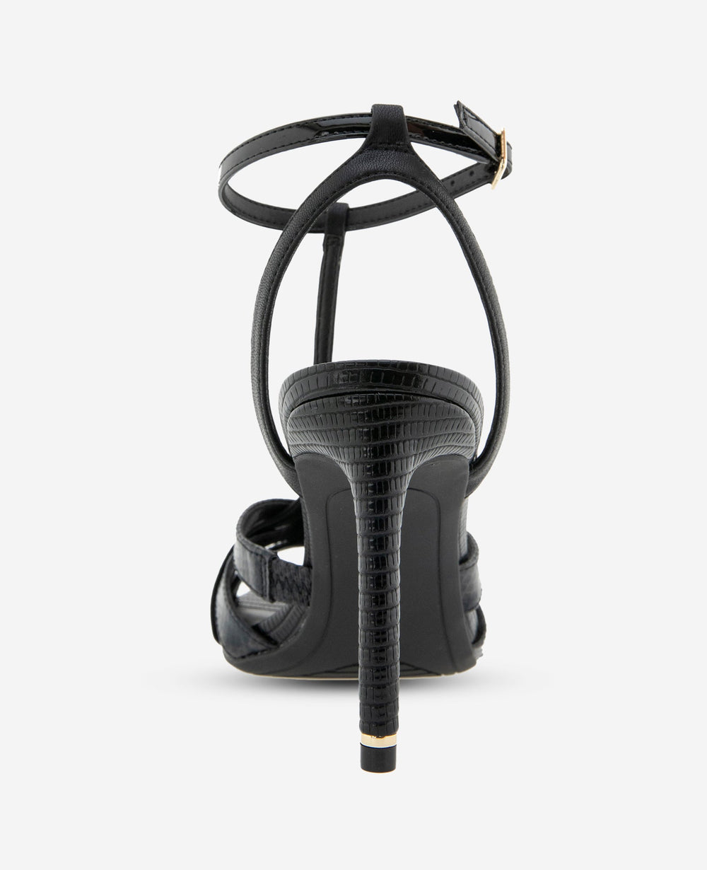 Kenneth Cole Liona Embossed Snake Heel | BLACK POSTAL SNAKE