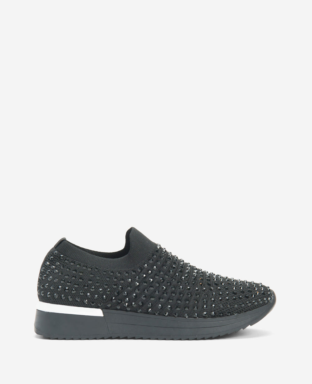 Kenneth Cole Women's Cameron Jewel Slip-On Sneaker with Sparkle | KC | BLACK