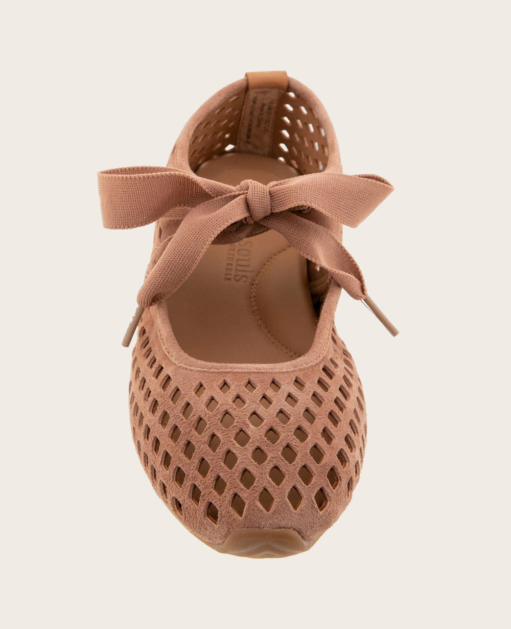 Kenneth Cole GENTLE SOULS - Annalise Perforated Suede Ribbon Tie Ballet Sneaker | MOCHA SUEDE