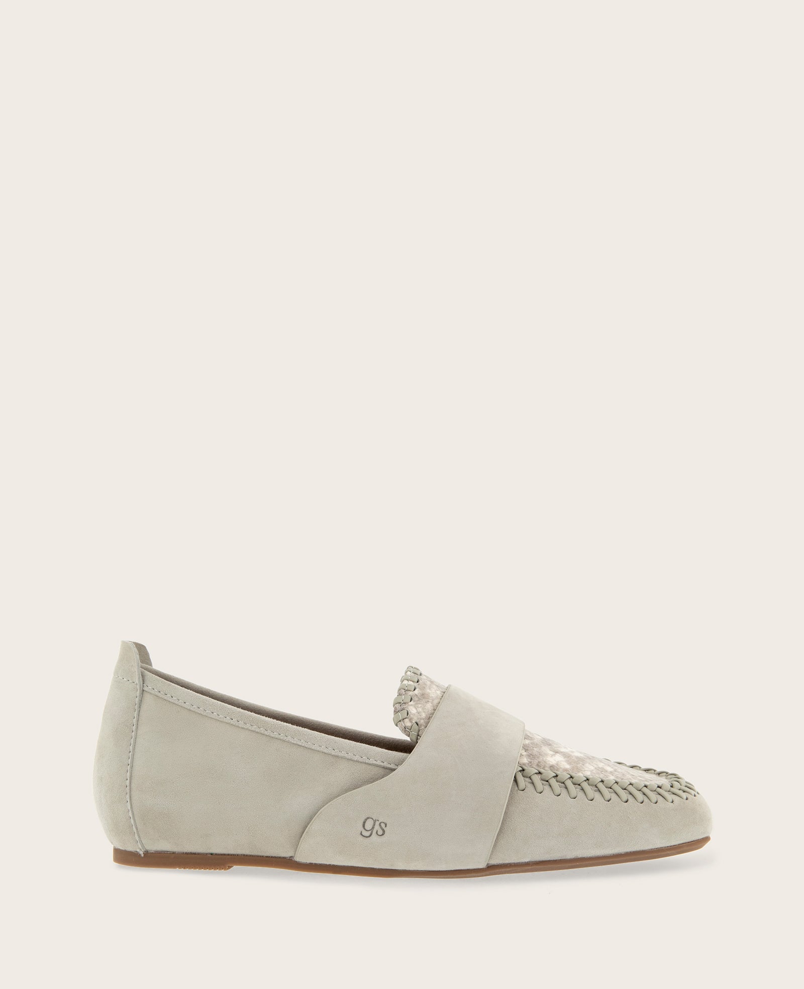 Kenneth Cole GENTLE SOULS - Sandra Suede and Snake Combo Braided Detail Loafer | TAUPE SNAKE