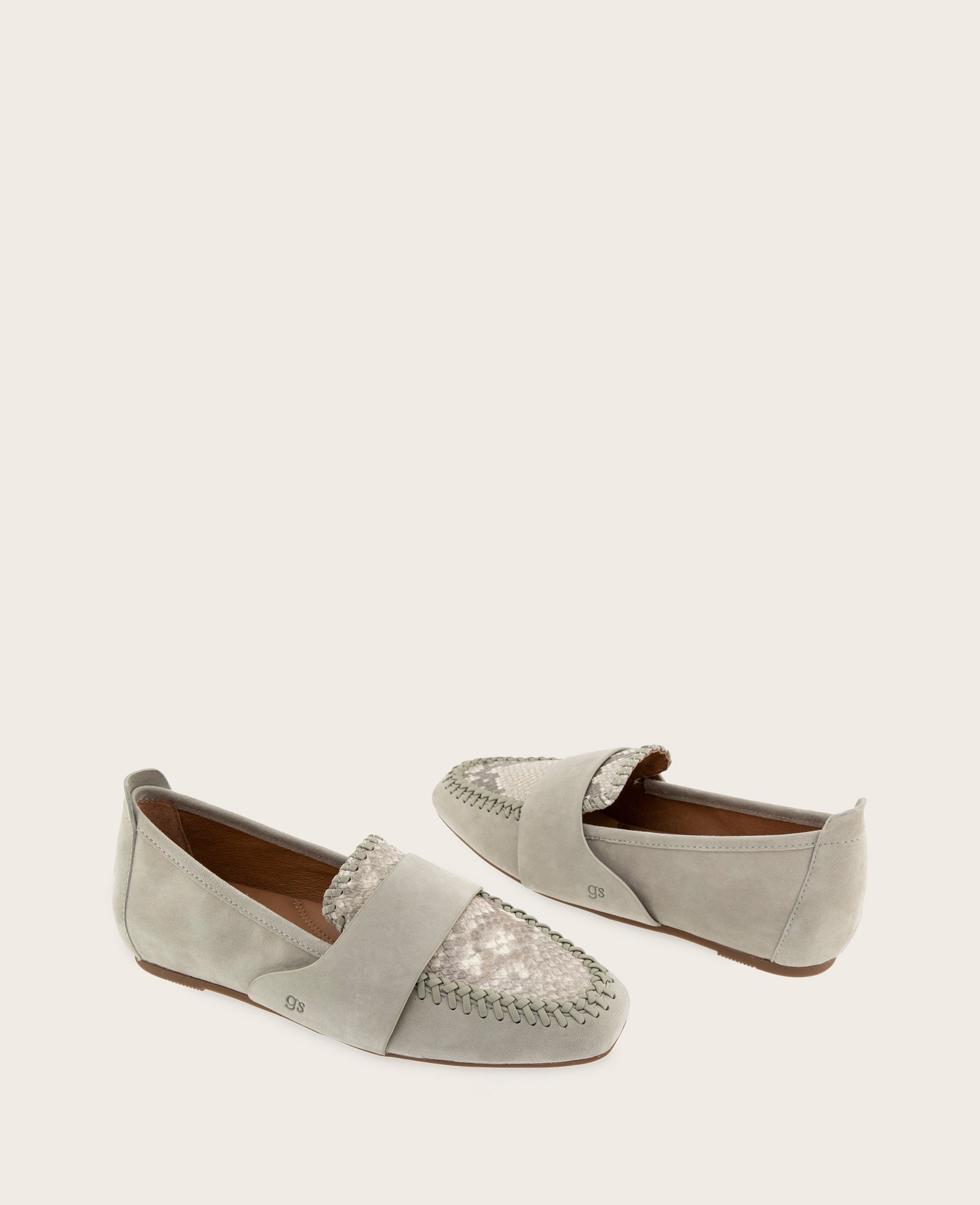 Kenneth Cole GENTLE SOULS - Sandra Suede and Snake Combo Braided Detail Loafer | TAUPE SNAKE
