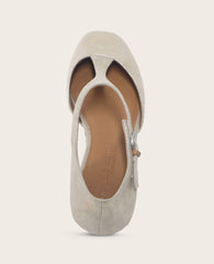 Kenneth Cole Wyatt Metallic T-Strap Flat in Gravel | Gentle Souls KC | GRAVEL LEATHER