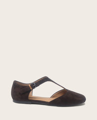 Kenneth Cole Wyatt Suede T-Strap Flat in Chocolate | Gentle Souls KC | CHOCOLATE SUEDE