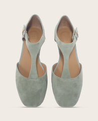 Kenneth Cole Wyatt Suede T-Strap Flat in Sage | Gentle Souls by KC | SAGE SUEDE