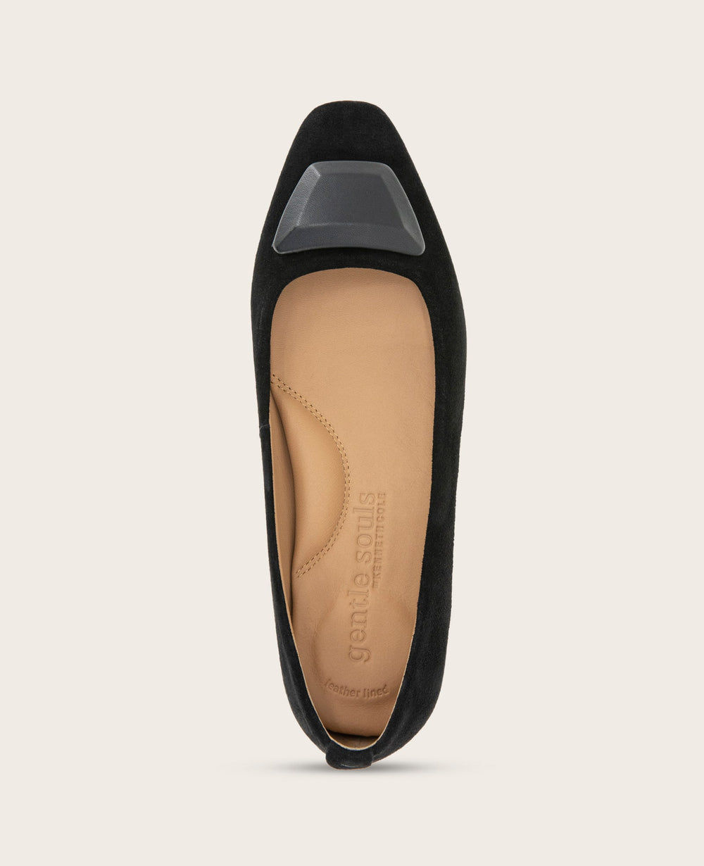 Kenneth Cole Shop Hanette Suede Flat Black | Gentle Souls by Kenneth Cole | BLACK SUEDE