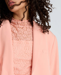 Kenneth Cole Vision Twill Three Button Boyfriend Jacket with Flap Pockets | SOFT PEACH