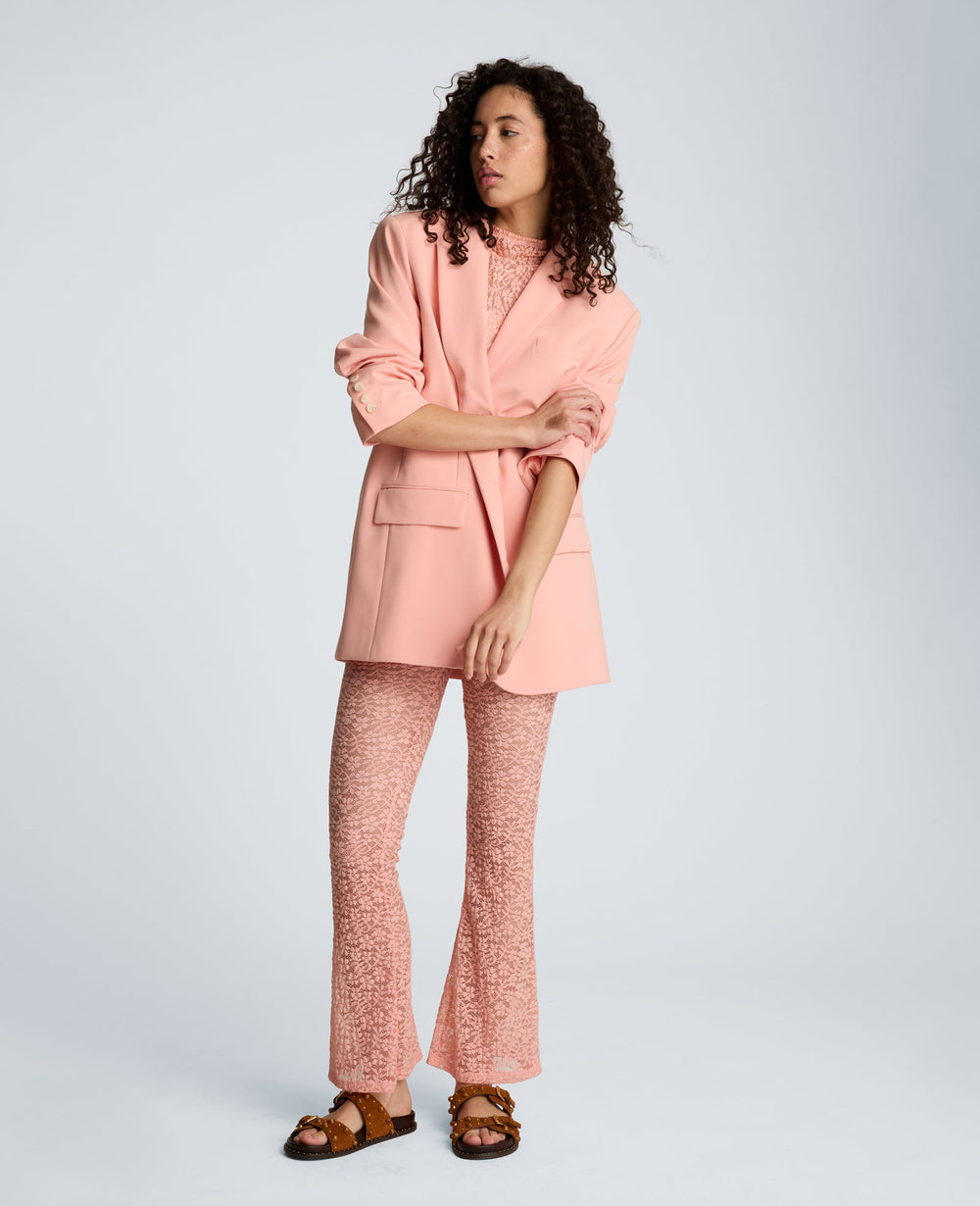 Kenneth Cole Vision Twill Three Button Boyfriend Jacket with Flap Pockets | SOFT PEACH