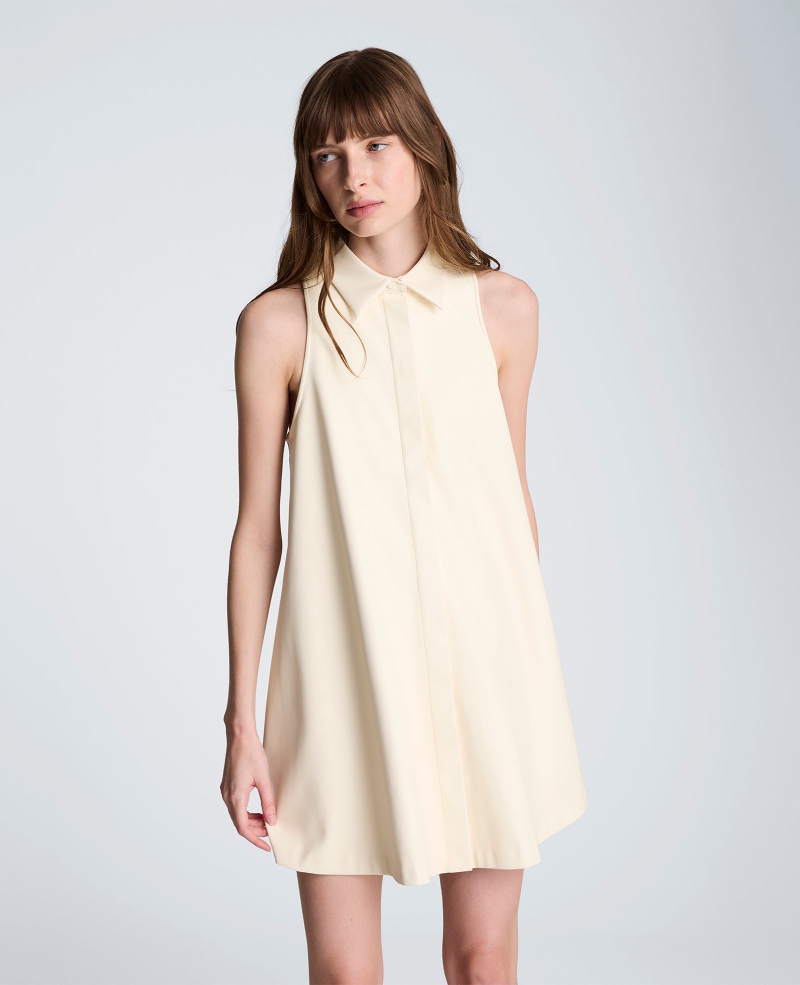 Kenneth Cole Halter Shirt Swing Dress | NATURAL WHITE
