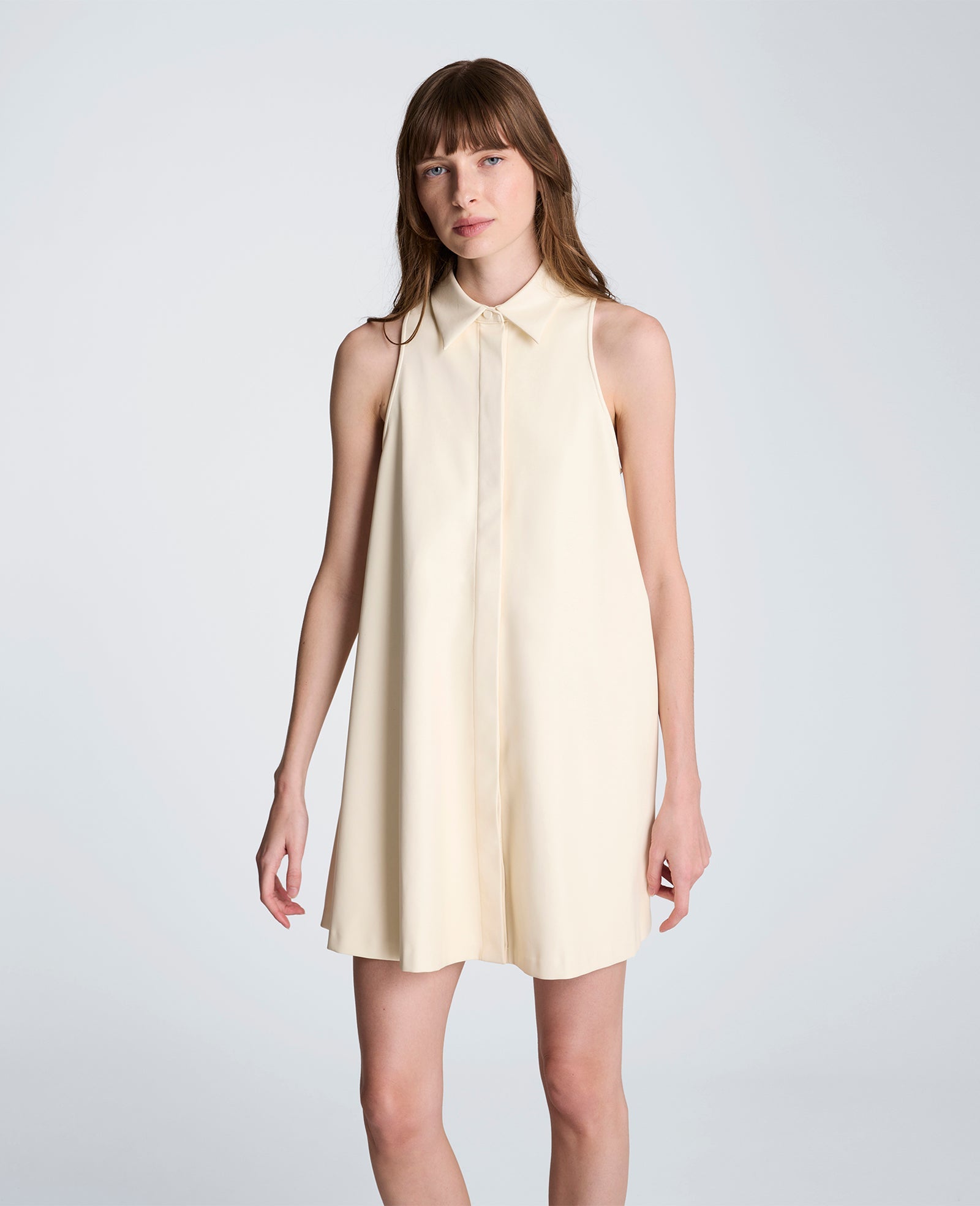 Kenneth Cole Halter Shirt Swing Dress | NATURAL WHITE