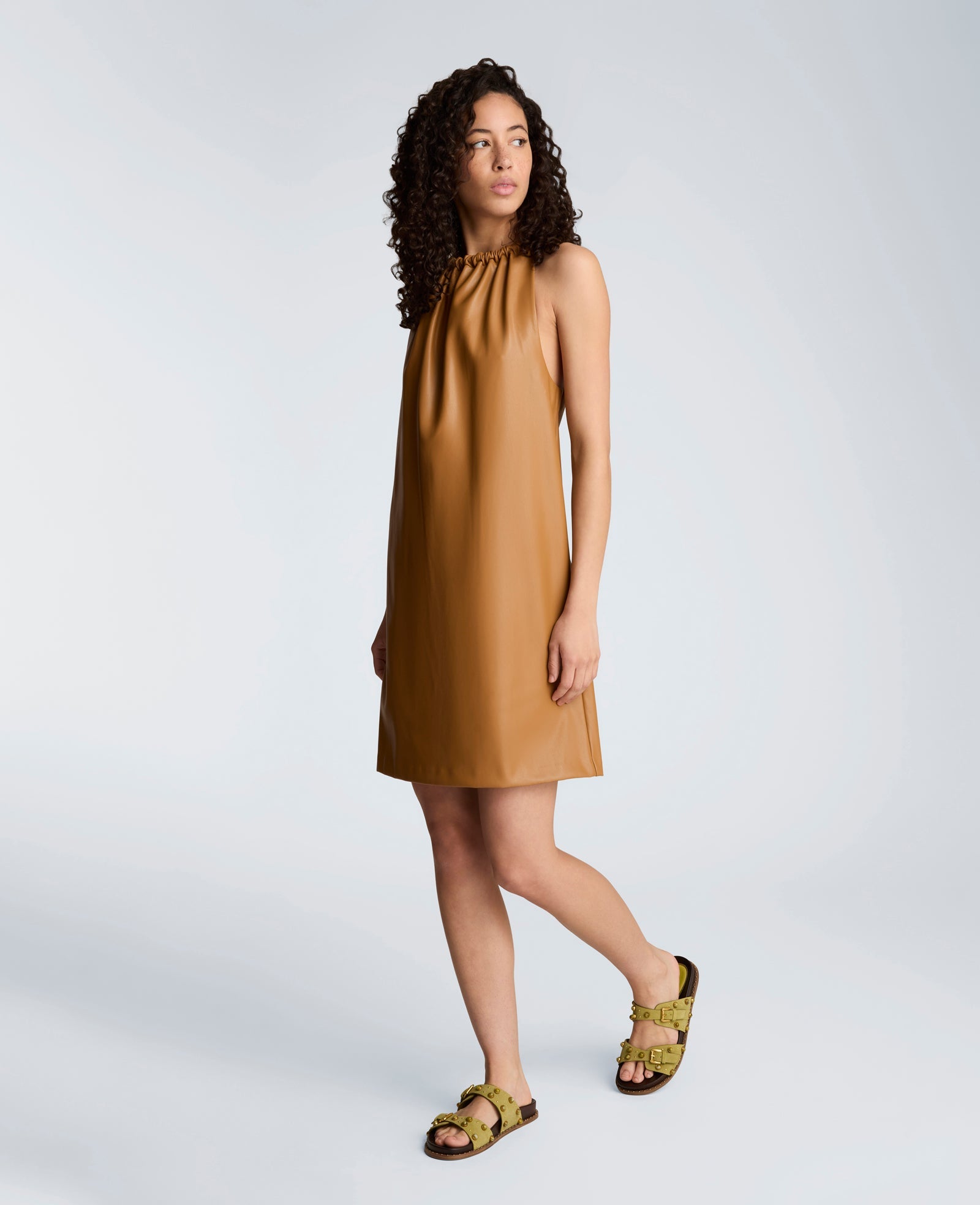 Kenneth Cole Buy Womens Gathered Halter Neck Mini Dress Soft Cocoa | KC | SOFT COCOA