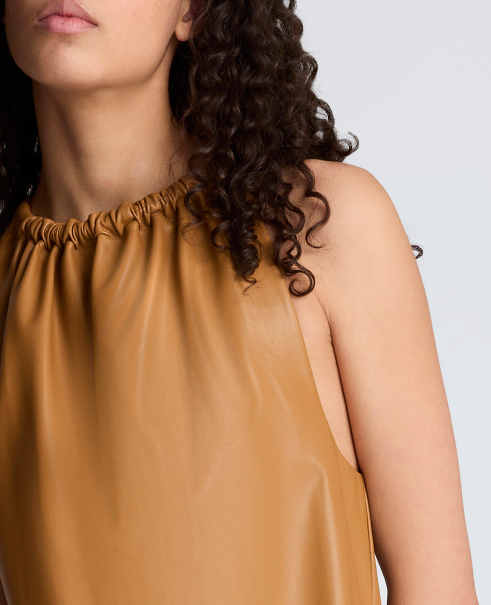 Kenneth Cole Buy Womens Gathered Halter Neck Mini Dress Soft Cocoa | KC | SOFT COCOA
