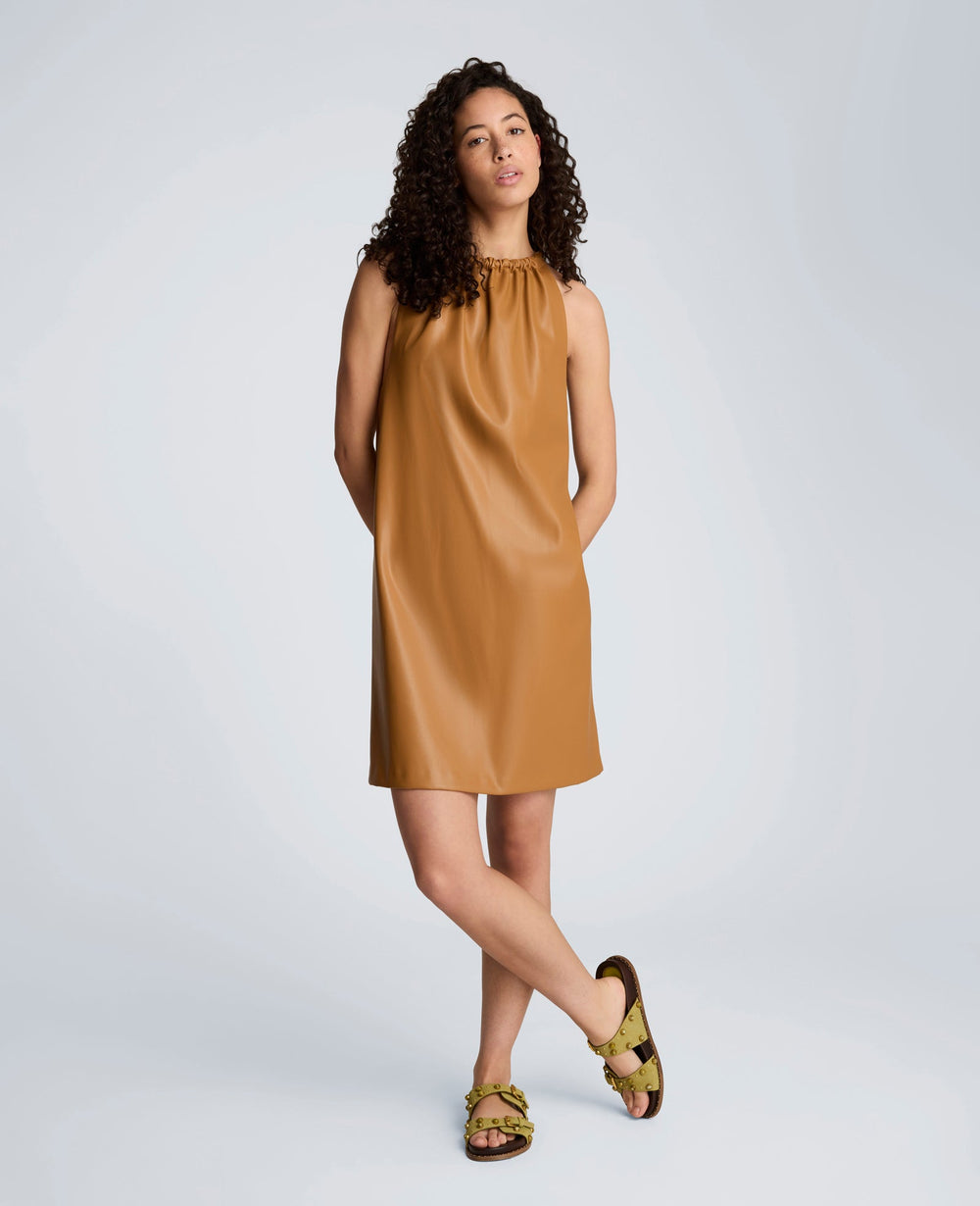Kenneth Cole Buy Womens Gathered Halter Neck Mini Dress Soft Cocoa | KC | SOFT COCOA