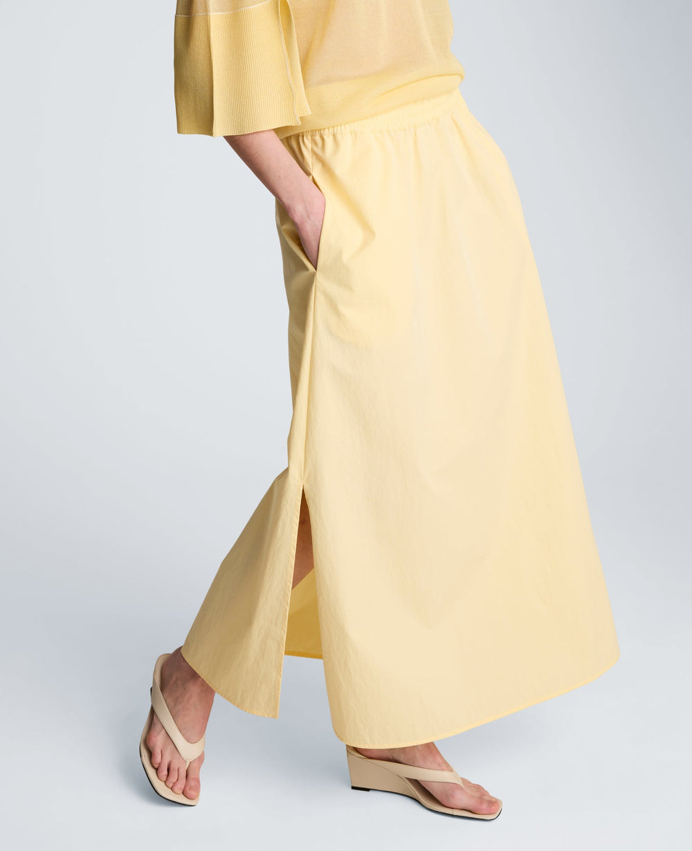 Kenneth Cole Pull On Maxi Skirt with Side Slits | PASTEL YELLOW