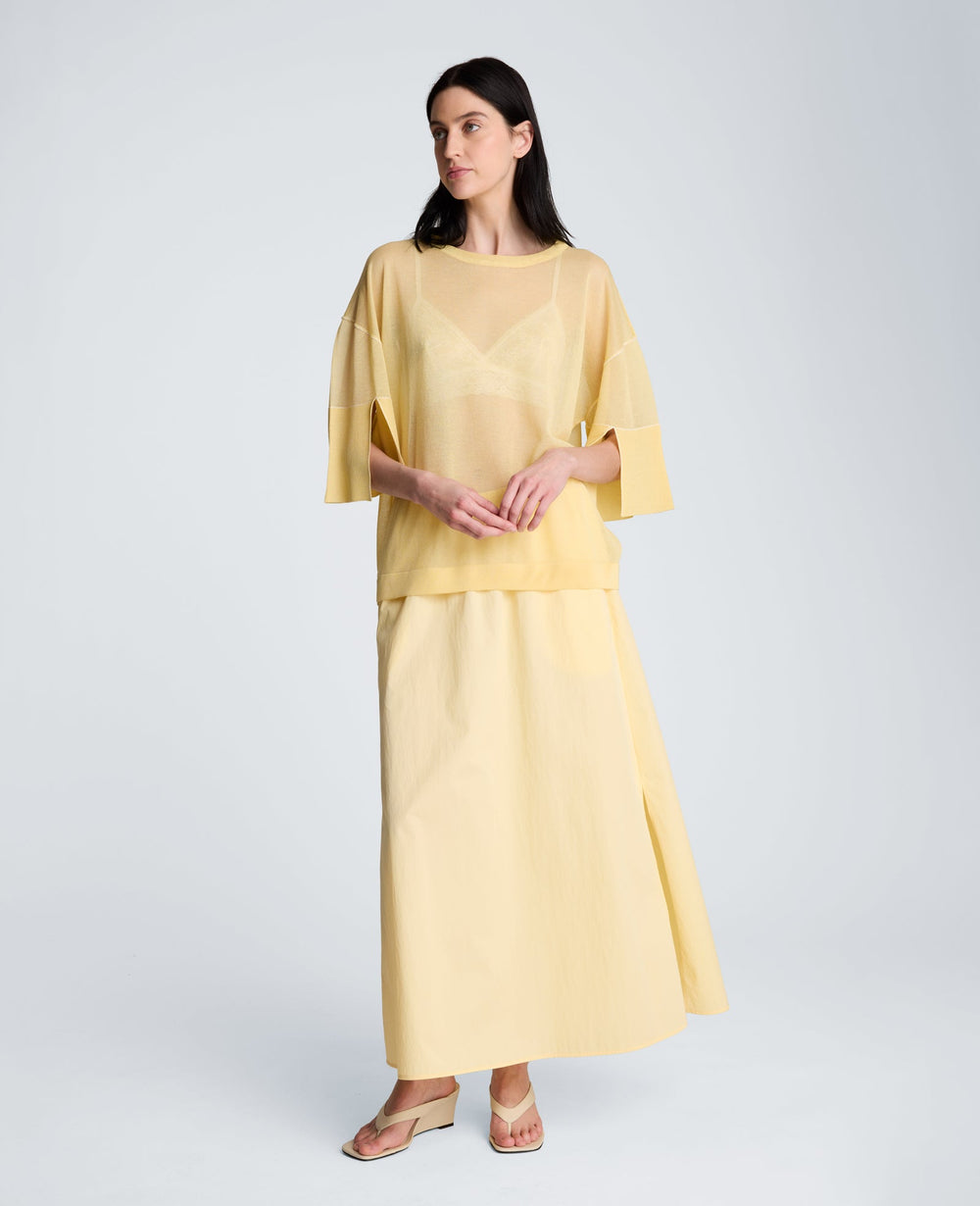 Kenneth Cole Pull On Maxi Skirt with Side Slits | PASTEL YELLOW