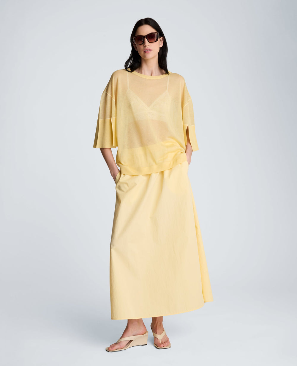 Kenneth Cole Pull On Maxi Skirt with Side Slits | PASTEL YELLOW
