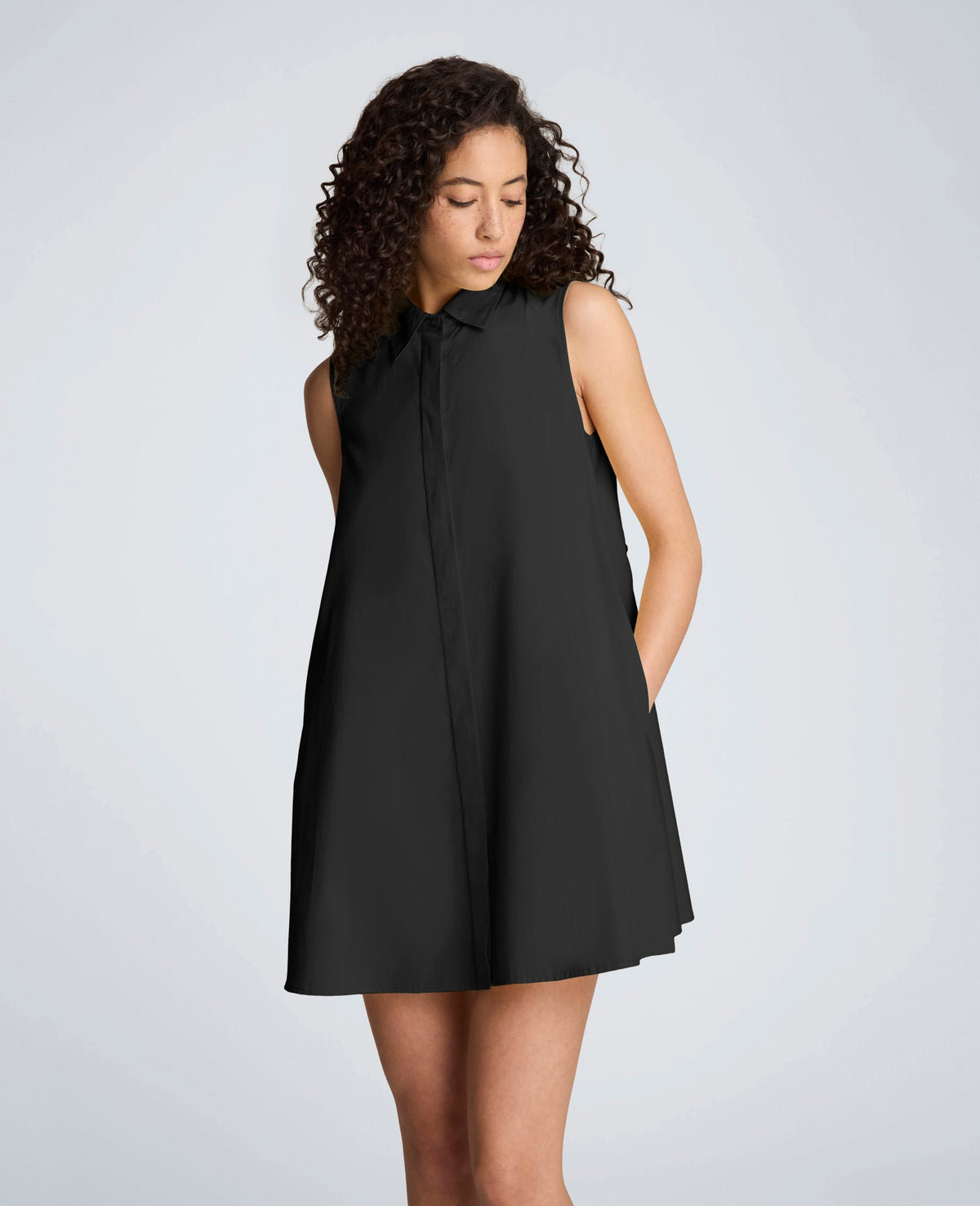 Kenneth Cole Shop Cotton Poplin Trapeze Mini Dress – Black | Kenneth Cole | BLACK
