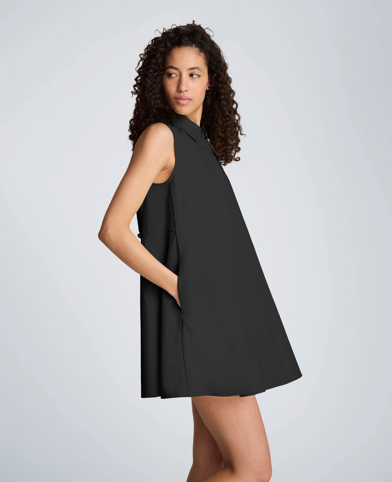 Kenneth Cole Shop Cotton Poplin Trapeze Mini Dress – Black | Kenneth Cole | BLACK