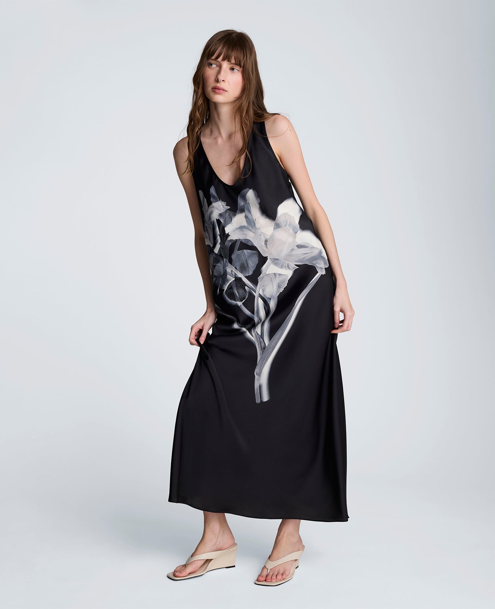 Kenneth Cole Long Slip Dress | BLACK MULTI