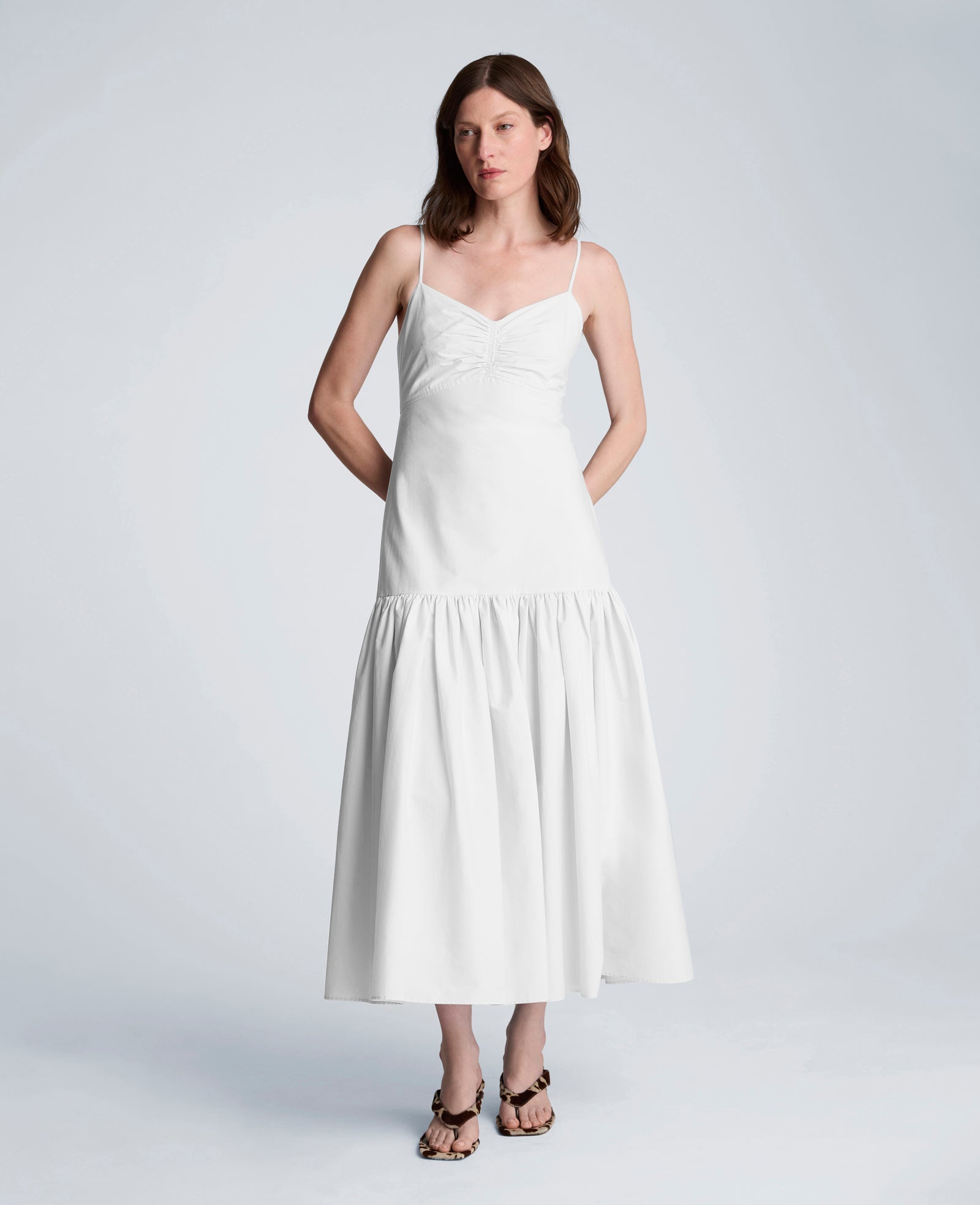 Kenneth Cole Sweetheart Bubble Flounce Midi Dress | NATURAL WHITE