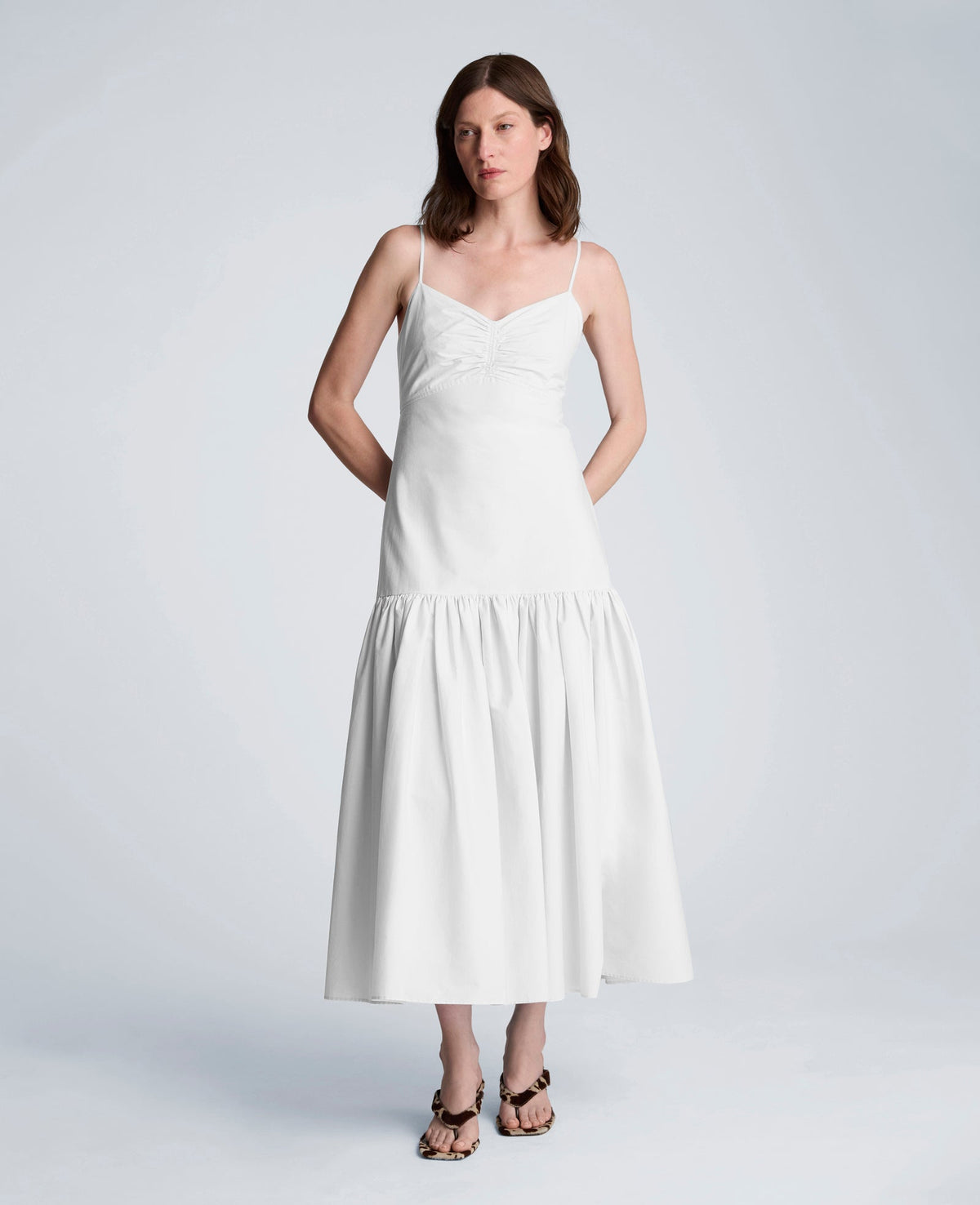 Kenneth Cole Sweetheart Bubble Flounce Midi Dress | NATURAL WHITE