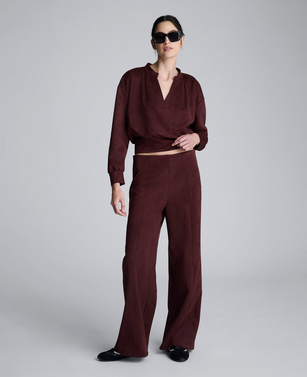Kenneth Cole Faux Suede Pull On Wide Leg Pant | SUGAR BEET